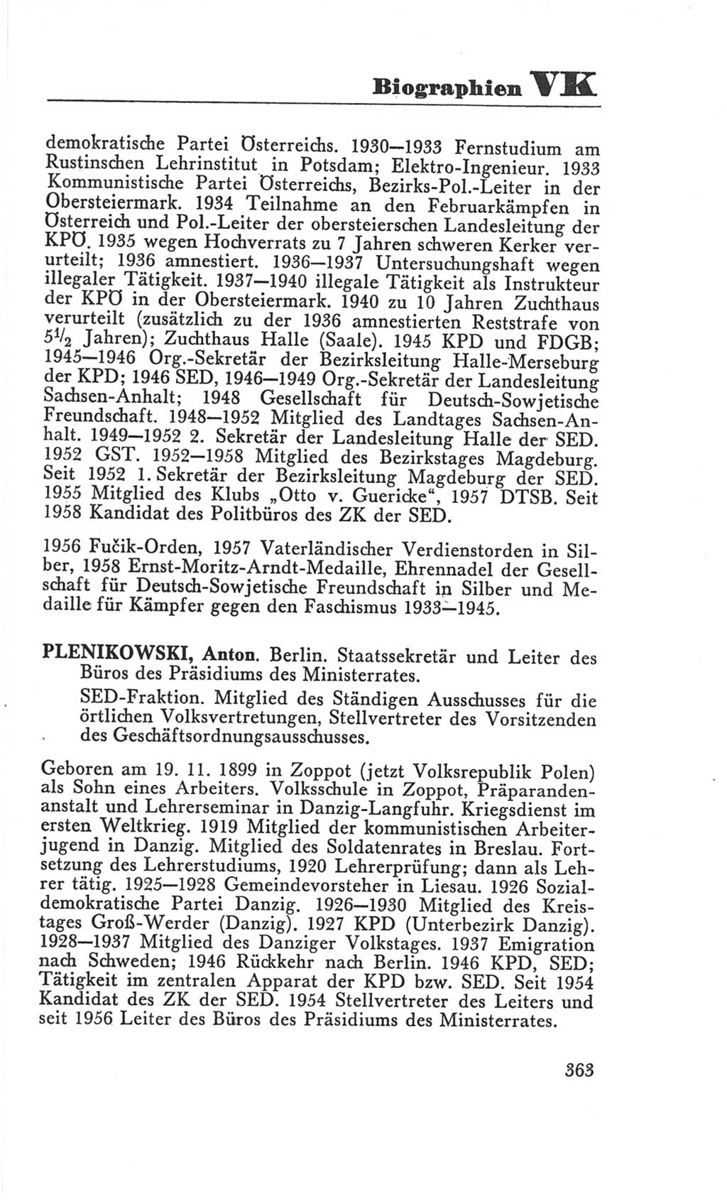 Handbuch der Volkskammer (VK) der Deutschen Demokratischen Republik (DDR), 3. Wahlperiode 1958-1963, Seite 363 (Hdb. VK. DDR 3. WP. 1958-1963, S. 363)