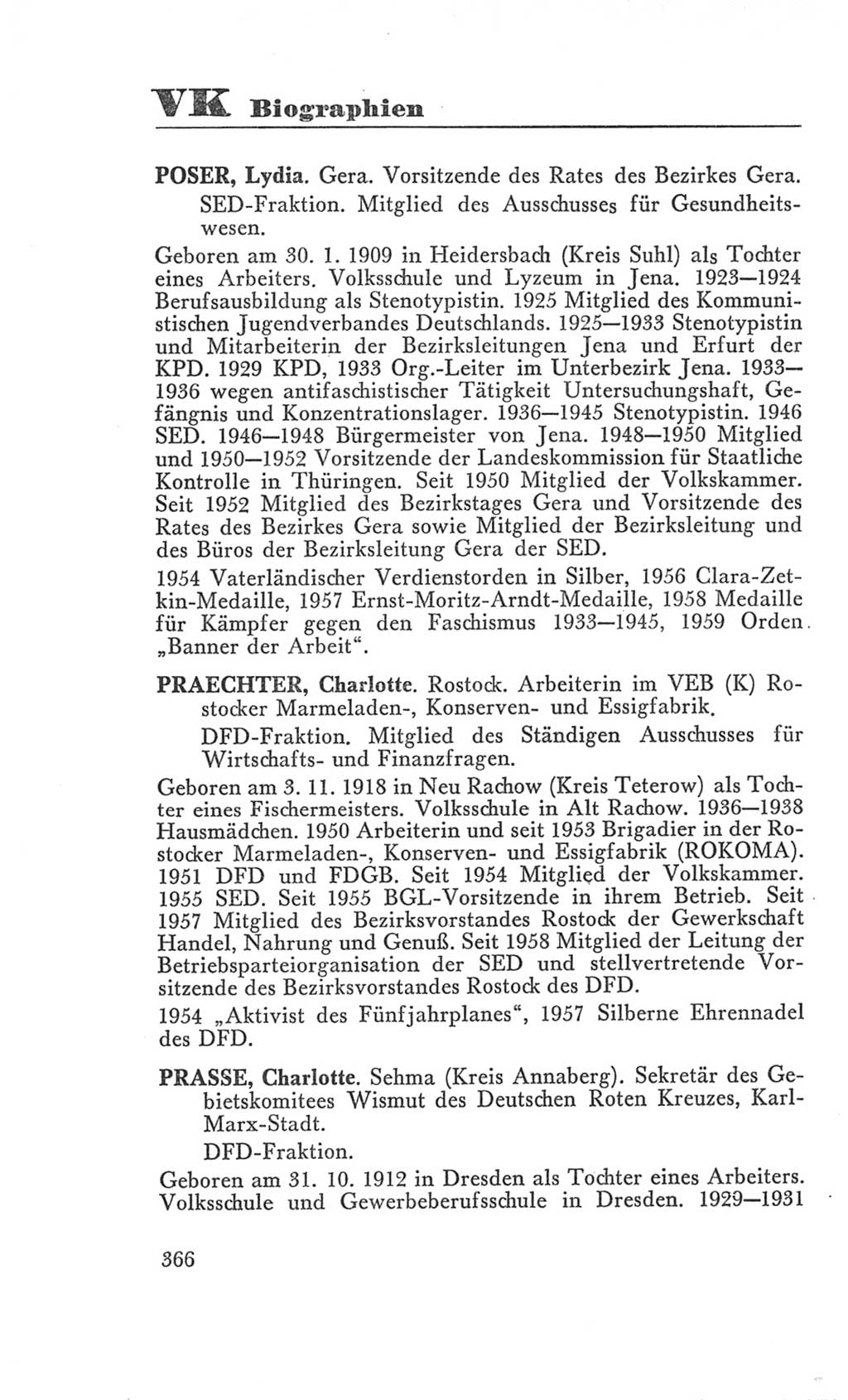 Handbuch der Volkskammer (VK) der Deutschen Demokratischen Republik (DDR), 3. Wahlperiode 1958-1963, Seite 366 (Hdb. VK. DDR 3. WP. 1958-1963, S. 366)