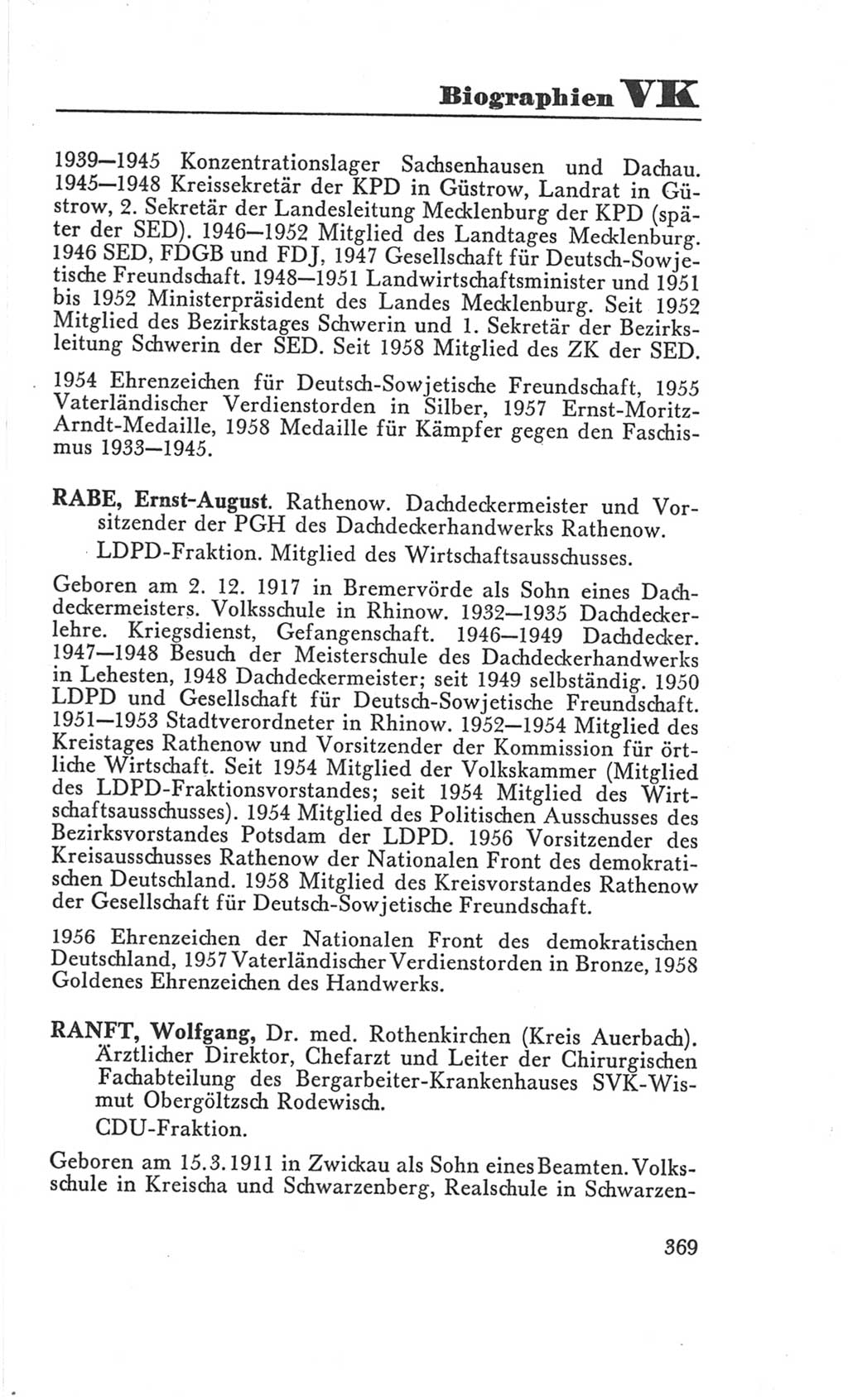 Handbuch der Volkskammer (VK) der Deutschen Demokratischen Republik (DDR), 3. Wahlperiode 1958-1963, Seite 369 (Hdb. VK. DDR 3. WP. 1958-1963, S. 369)