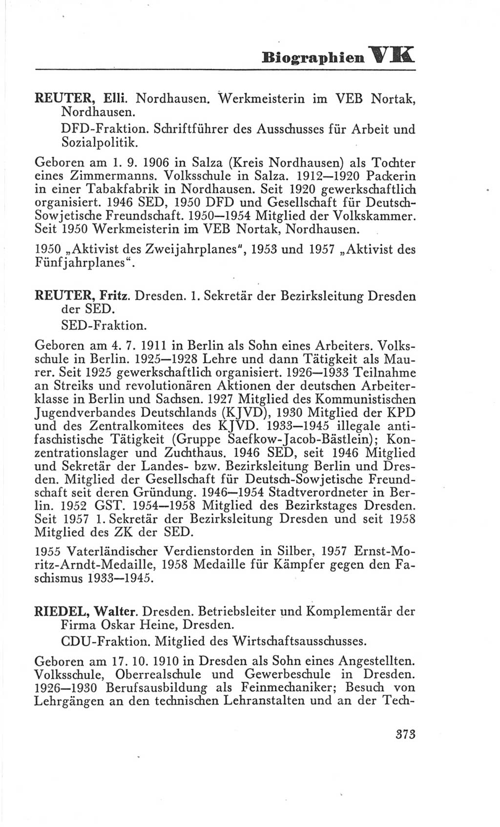 Handbuch der Volkskammer (VK) der Deutschen Demokratischen Republik (DDR), 3. Wahlperiode 1958-1963, Seite 373 (Hdb. VK. DDR 3. WP. 1958-1963, S. 373)