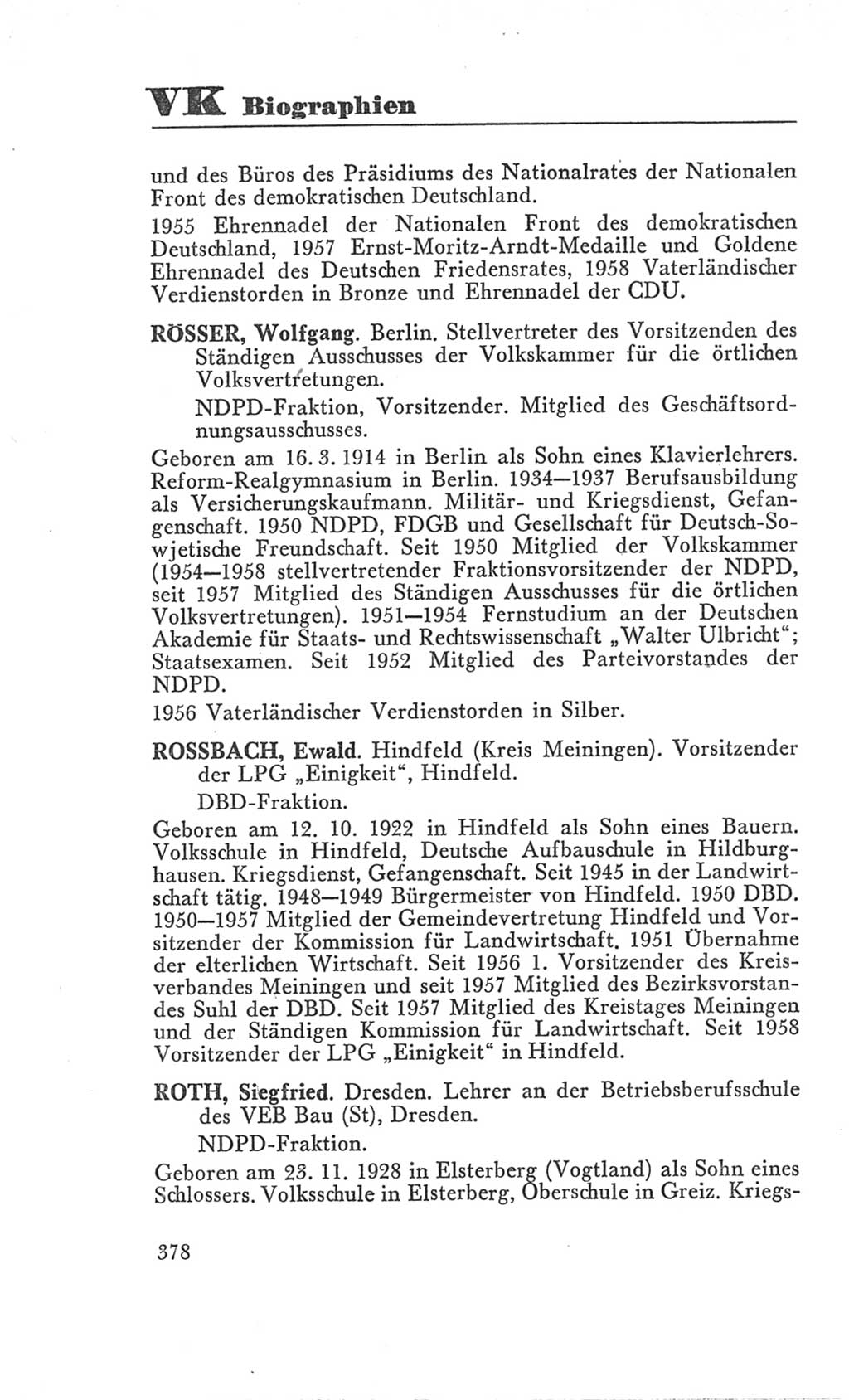 Handbuch der Volkskammer (VK) der Deutschen Demokratischen Republik (DDR), 3. Wahlperiode 1958-1963, Seite 378 (Hdb. VK. DDR 3. WP. 1958-1963, S. 378)