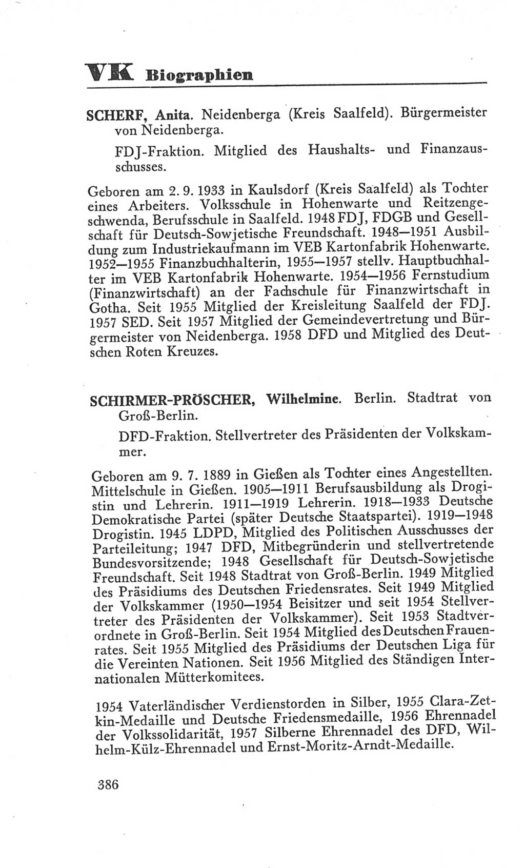 Handbuch der Volkskammer (VK) der Deutschen Demokratischen Republik (DDR), 3. Wahlperiode 1958-1963, Seite 386 (Hdb. VK. DDR 3. WP. 1958-1963, S. 386)