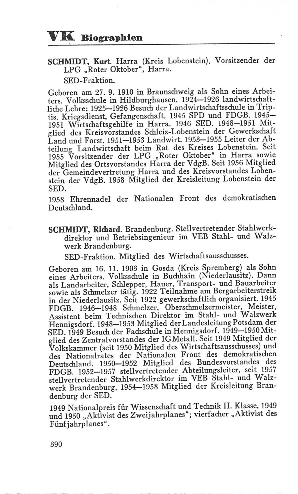 Handbuch der Volkskammer (VK) der Deutschen Demokratischen Republik (DDR), 3. Wahlperiode 1958-1963, Seite 390 (Hdb. VK. DDR 3. WP. 1958-1963, S. 390)