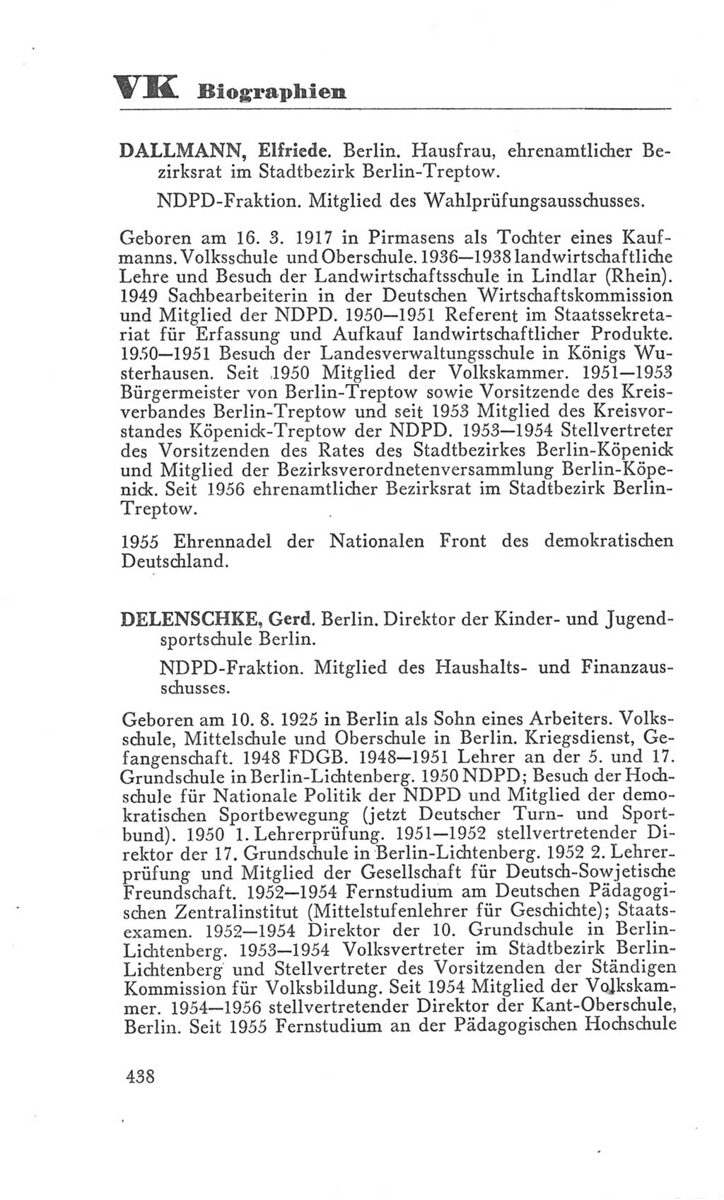 Handbuch der Volkskammer (VK) der Deutschen Demokratischen Republik (DDR), 3. Wahlperiode 1958-1963, Seite 438 (Hdb. VK. DDR 3. WP. 1958-1963, S. 438)