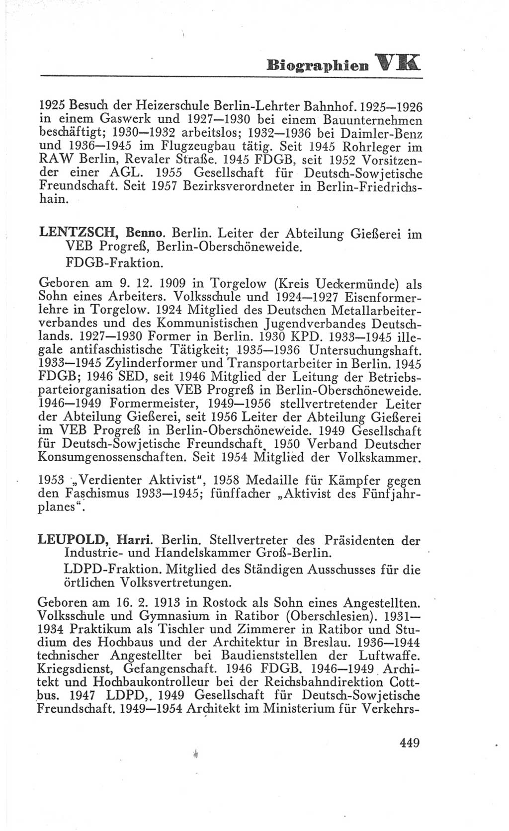 Handbuch der Volkskammer (VK) der Deutschen Demokratischen Republik (DDR), 3. Wahlperiode 1958-1963, Seite 449 (Hdb. VK. DDR 3. WP. 1958-1963, S. 449)