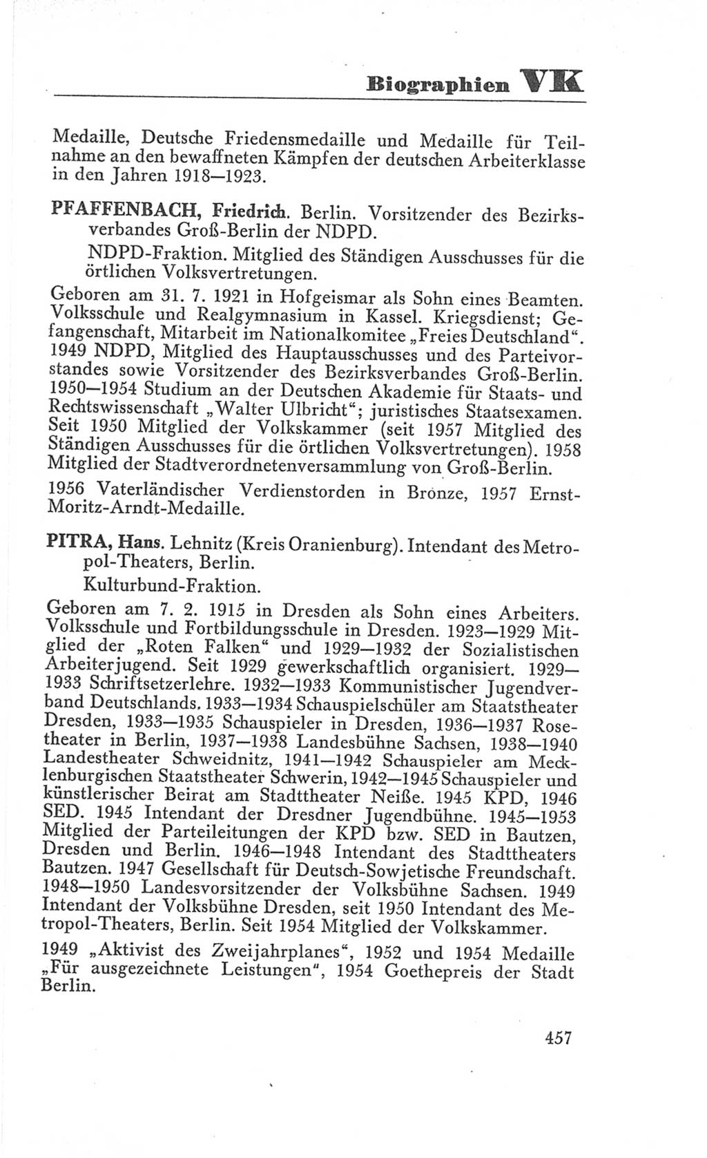 Handbuch der Volkskammer (VK) der Deutschen Demokratischen Republik (DDR), 3. Wahlperiode 1958-1963, Seite 457 (Hdb. VK. DDR 3. WP. 1958-1963, S. 457)