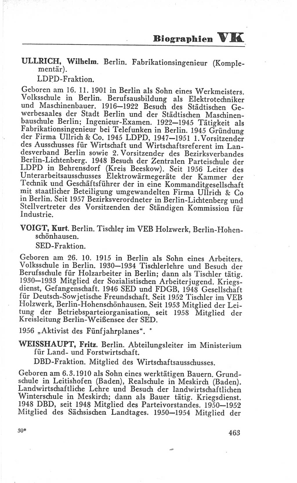 Handbuch der Volkskammer (VK) der Deutschen Demokratischen Republik (DDR), 3. Wahlperiode 1958-1963, Seite 463 (Hdb. VK. DDR 3. WP. 1958-1963, S. 463)