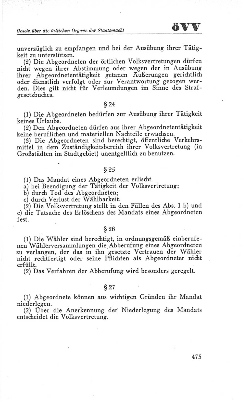 Handbuch der Volkskammer (VK) der Deutschen Demokratischen Republik (DDR), 3. Wahlperiode 1958-1963, Seite 475 (Hdb. VK. DDR 3. WP. 1958-1963, S. 475)
