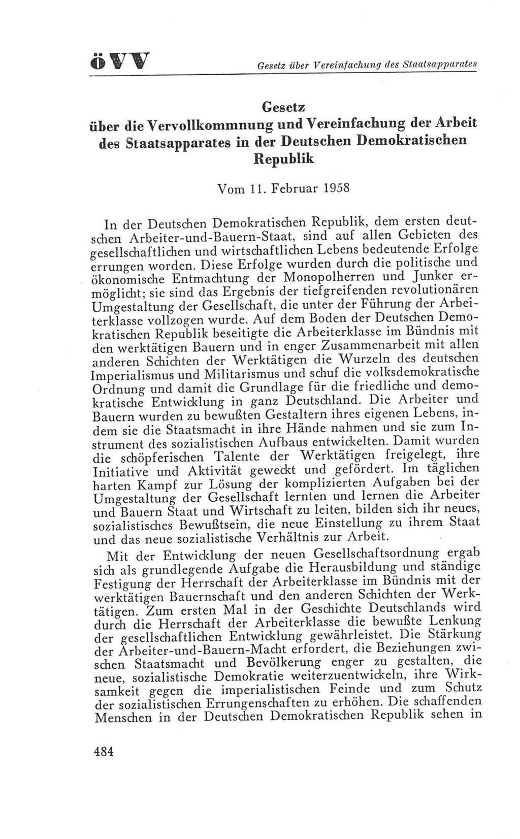Handbuch der Volkskammer (VK) der Deutschen Demokratischen Republik (DDR), 3. Wahlperiode 1958-1963, Seite 484 (Hdb. VK. DDR 3. WP. 1958-1963, S. 484)
