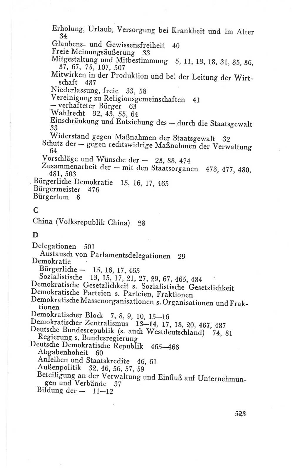 Handbuch der Volkskammer (VK) der Deutschen Demokratischen Republik (DDR), 3. Wahlperiode 1958-1963, Seite 523 (Hdb. VK. DDR 3. WP. 1958-1963, S. 523)
