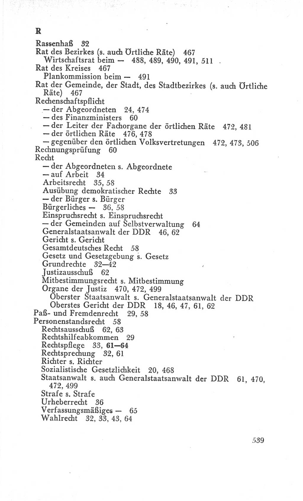 Handbuch der Volkskammer (VK) der Deutschen Demokratischen Republik (DDR), 3. Wahlperiode 1958-1963, Seite 539 (Hdb. VK. DDR 3. WP. 1958-1963, S. 539)