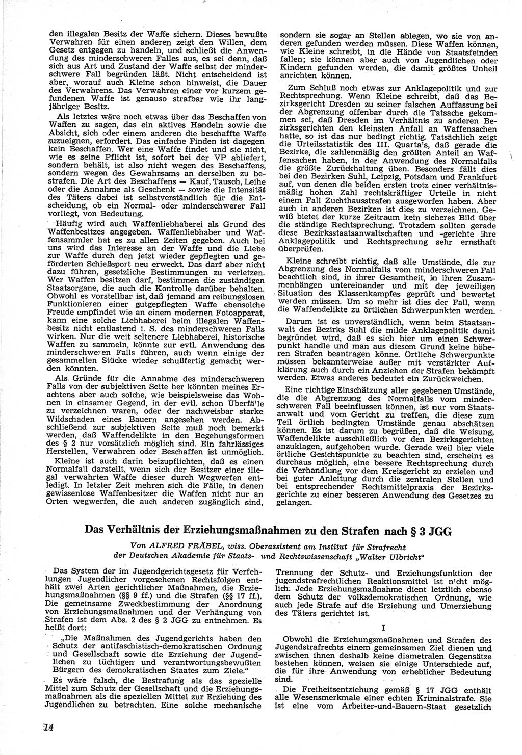 Neue Justiz (NJ), Zeitschrift für Recht und Rechtswissenschaft [Deutsche Demokratische Republik (DDR)], 12. Jahrgang 1958, Seite 14 (NJ DDR 1958, S. 14)