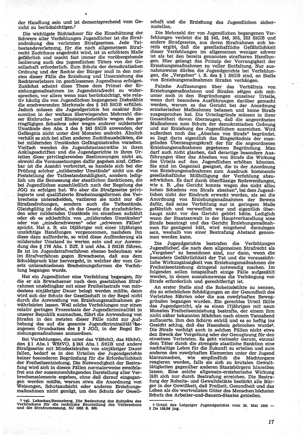 Neue Justiz (NJ), Zeitschrift für Recht und Rechtswissenschaft [Deutsche Demokratische Republik (DDR)], 12. Jahrgang 1958, Seite 17 (NJ DDR 1958, S. 17)