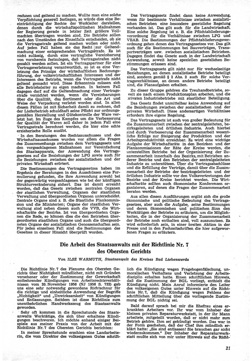 Neue Justiz (NJ), Zeitschrift für Recht und Rechtswissenschaft [Deutsche Demokratische Republik (DDR)], 12. Jahrgang 1958, Seite 21 (NJ DDR 1958, S. 21)