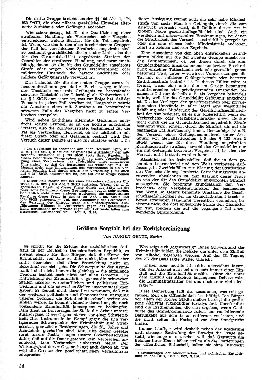 Neue Justiz (NJ), Zeitschrift für Recht und Rechtswissenschaft [Deutsche Demokratische Republik (DDR)], 12. Jahrgang 1958, Seite 24 (NJ DDR 1958, S. 24)