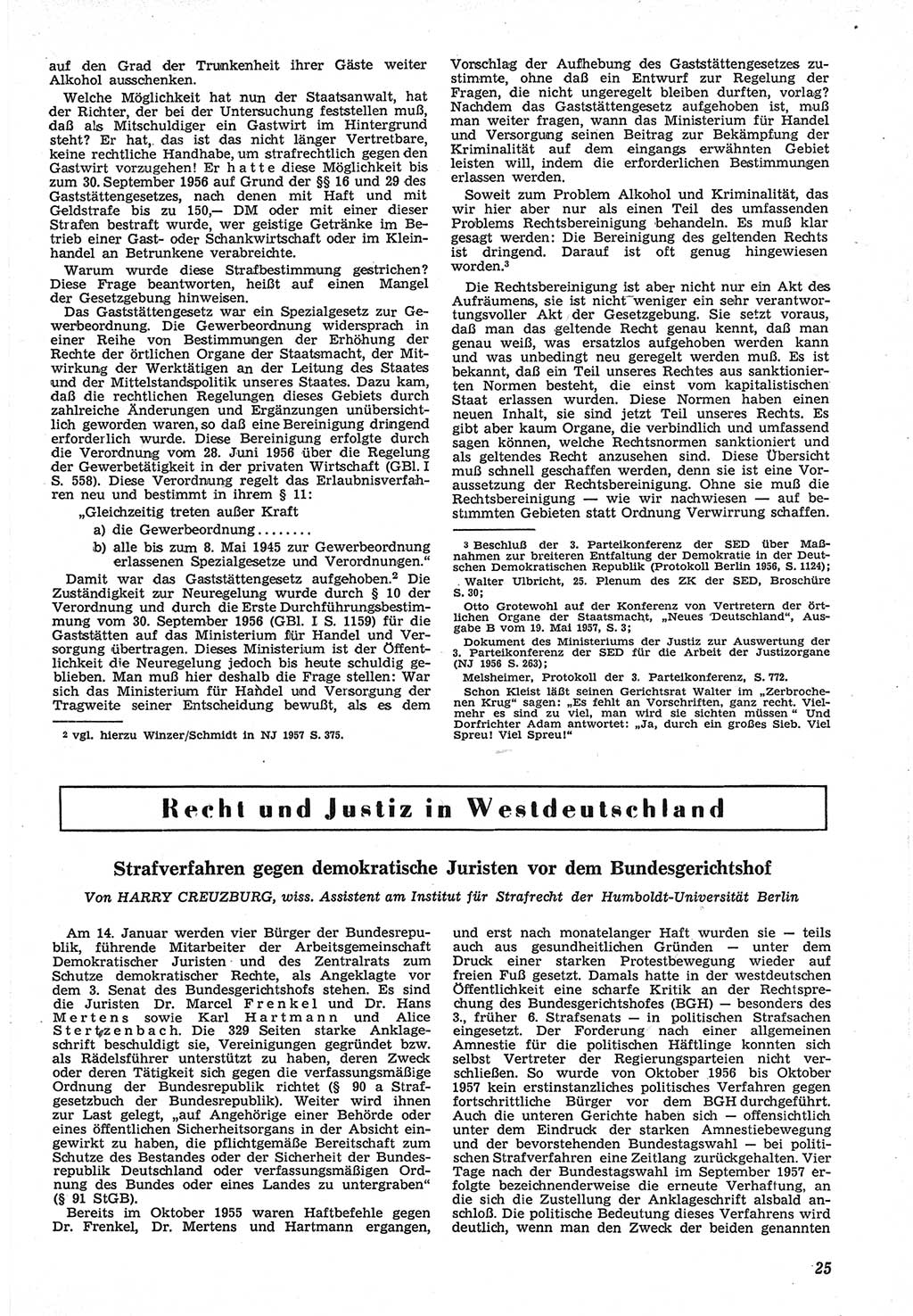 Neue Justiz (NJ), Zeitschrift für Recht und Rechtswissenschaft [Deutsche Demokratische Republik (DDR)], 12. Jahrgang 1958, Seite 25 (NJ DDR 1958, S. 25)