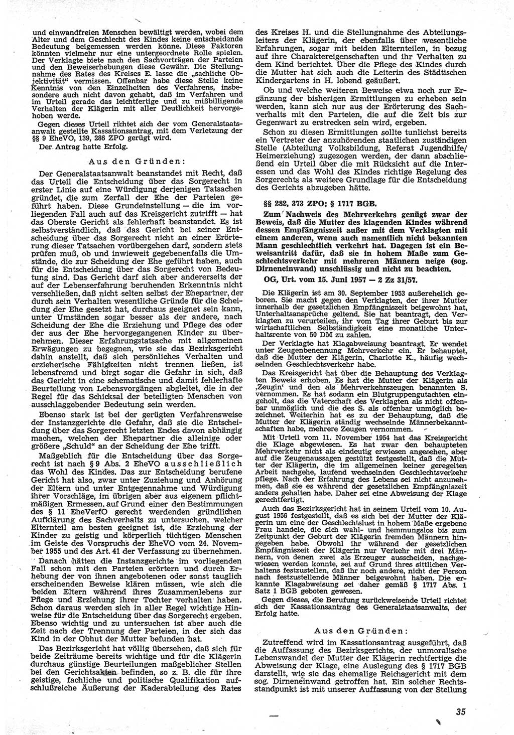Neue Justiz (NJ), Zeitschrift für Recht und Rechtswissenschaft [Deutsche Demokratische Republik (DDR)], 12. Jahrgang 1958, Seite 35 (NJ DDR 1958, S. 35)