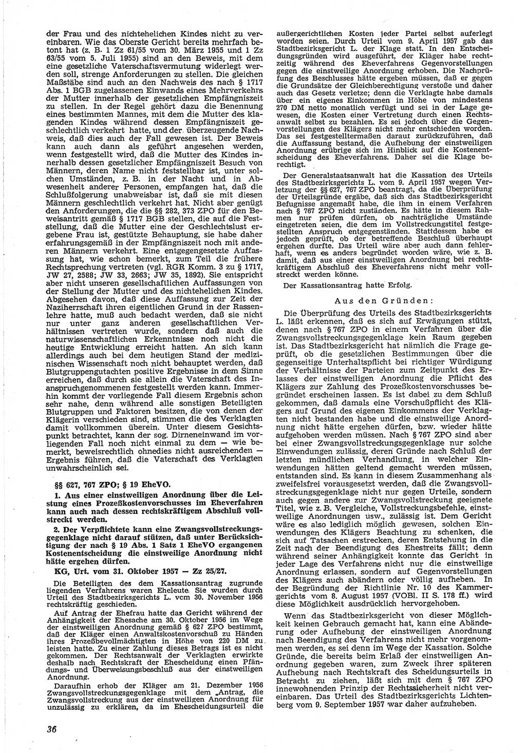 Neue Justiz (NJ), Zeitschrift für Recht und Rechtswissenschaft [Deutsche Demokratische Republik (DDR)], 12. Jahrgang 1958, Seite 36 (NJ DDR 1958, S. 36)
