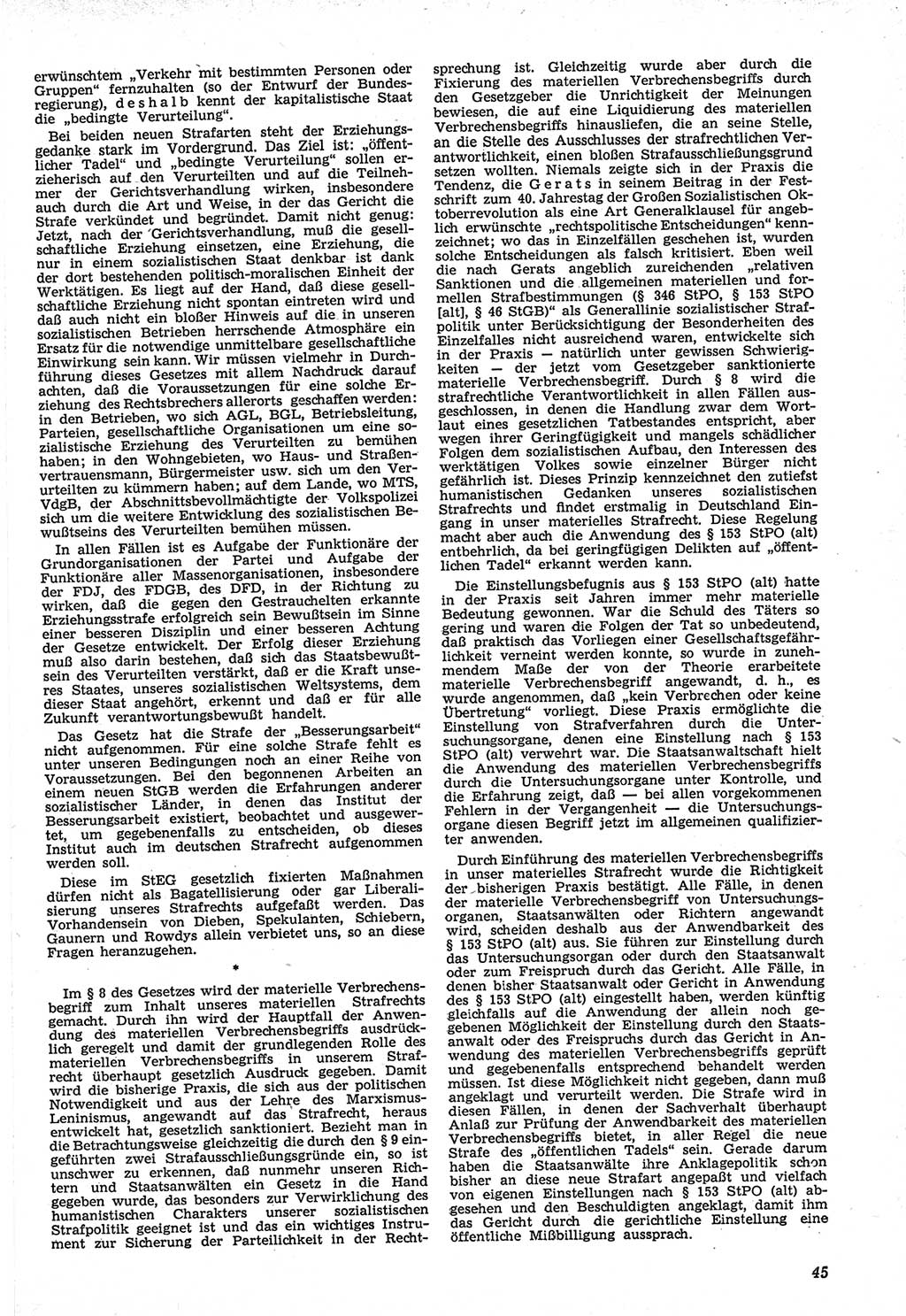 Neue Justiz (NJ), Zeitschrift für Recht und Rechtswissenschaft [Deutsche Demokratische Republik (DDR)], 12. Jahrgang 1958, Seite 45 (NJ DDR 1958, S. 45)
