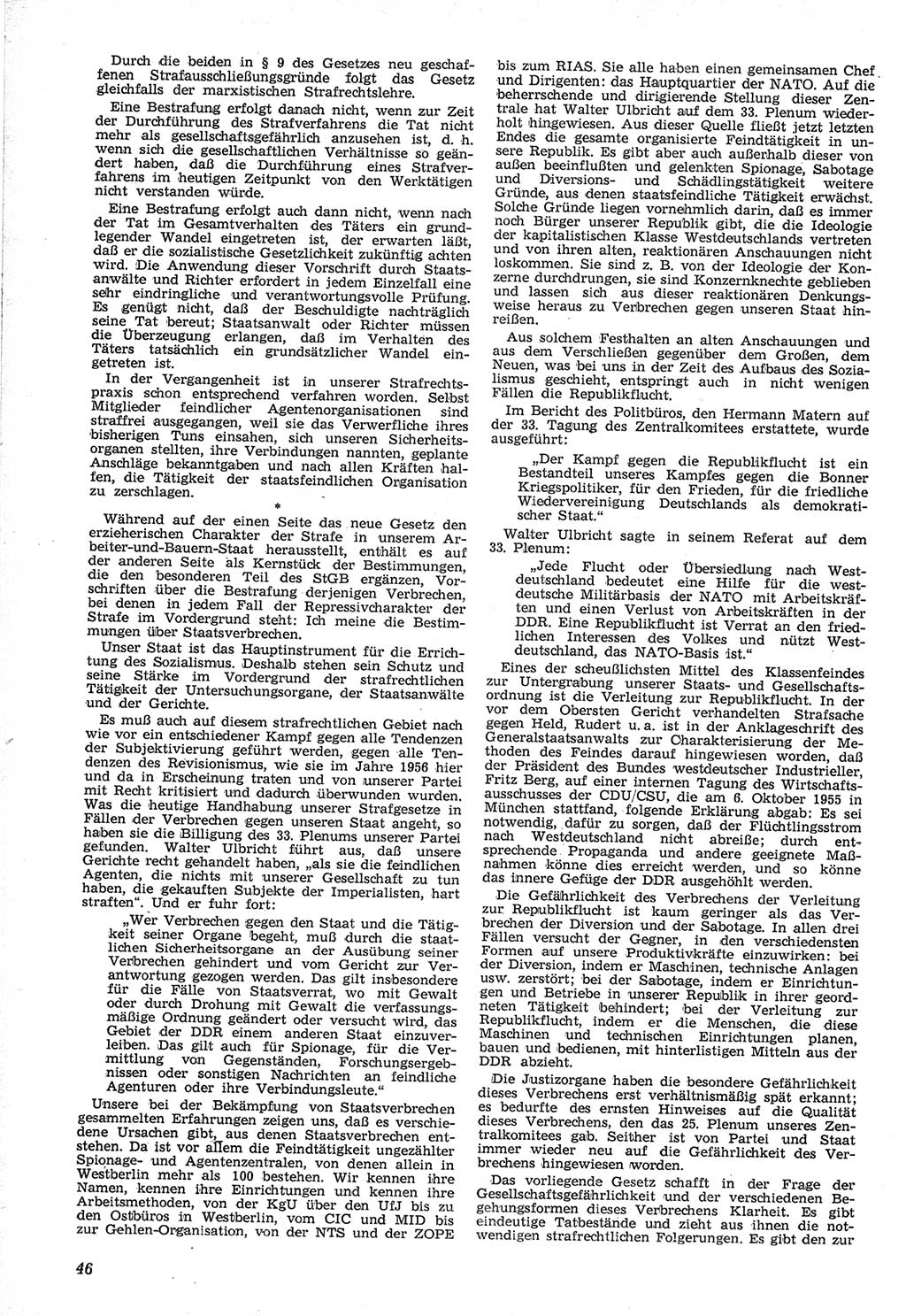 Neue Justiz (NJ), Zeitschrift für Recht und Rechtswissenschaft [Deutsche Demokratische Republik (DDR)], 12. Jahrgang 1958, Seite 46 (NJ DDR 1958, S. 46)