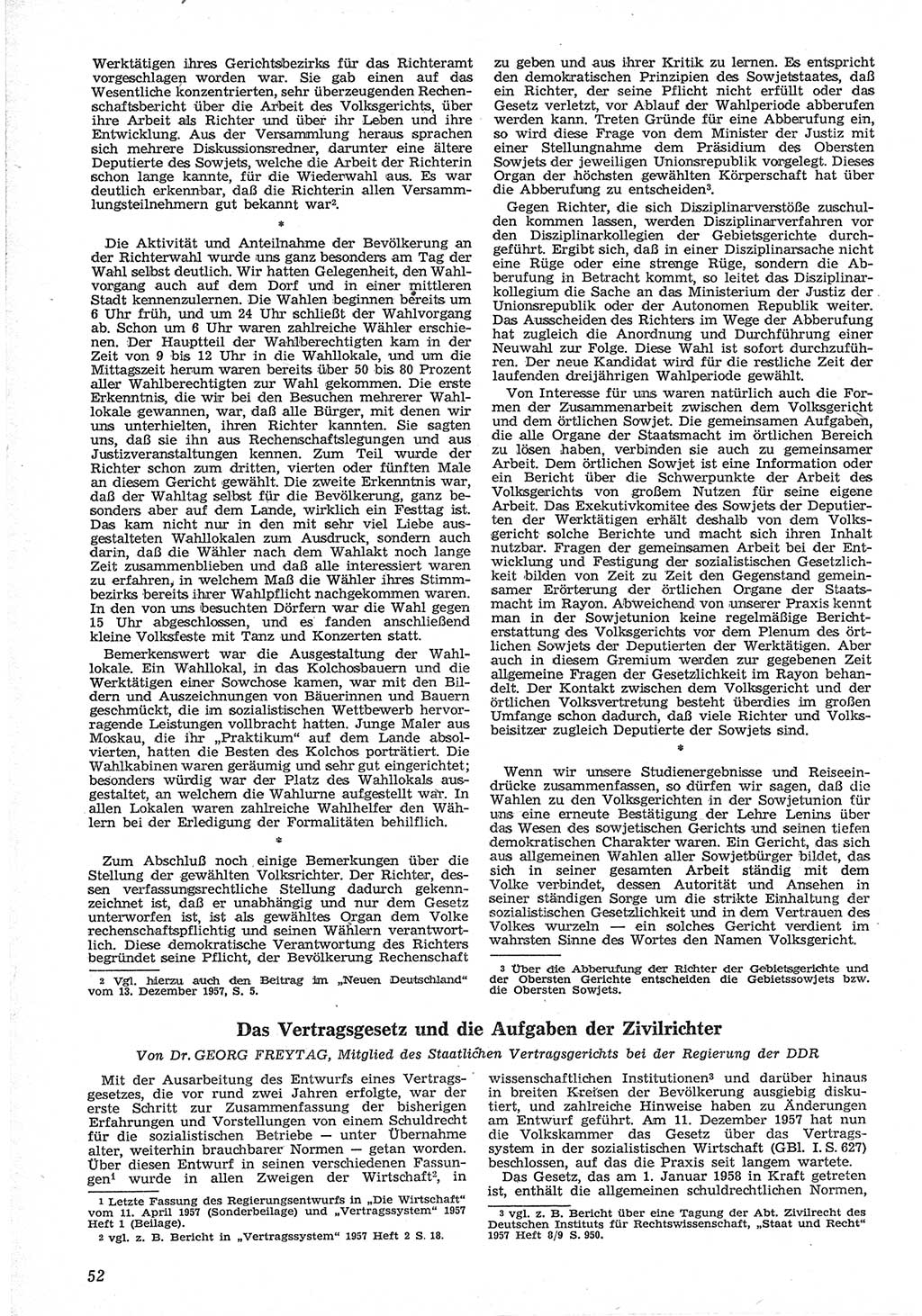 Neue Justiz (NJ), Zeitschrift für Recht und Rechtswissenschaft [Deutsche Demokratische Republik (DDR)], 12. Jahrgang 1958, Seite 52 (NJ DDR 1958, S. 52)