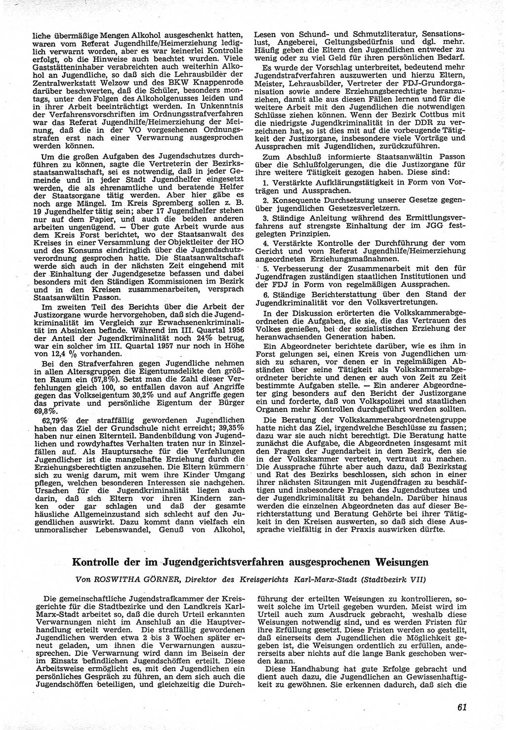 Neue Justiz (NJ), Zeitschrift für Recht und Rechtswissenschaft [Deutsche Demokratische Republik (DDR)], 12. Jahrgang 1958, Seite 61 (NJ DDR 1958, S. 61)