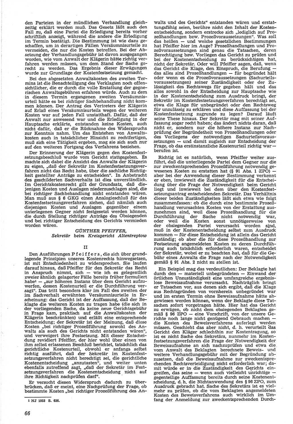 Neue Justiz (NJ), Zeitschrift für Recht und Rechtswissenschaft [Deutsche Demokratische Republik (DDR)], 12. Jahrgang 1958, Seite 66 (NJ DDR 1958, S. 66)