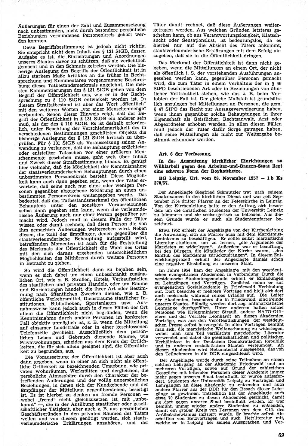 Neue Justiz (NJ), Zeitschrift für Recht und Rechtswissenschaft [Deutsche Demokratische Republik (DDR)], 12. Jahrgang 1958, Seite 69 (NJ DDR 1958, S. 69)