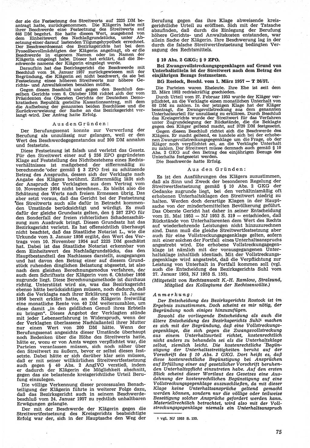 Neue Justiz (NJ), Zeitschrift für Recht und Rechtswissenschaft [Deutsche Demokratische Republik (DDR)], 12. Jahrgang 1958, Seite 75 (NJ DDR 1958, S. 75)