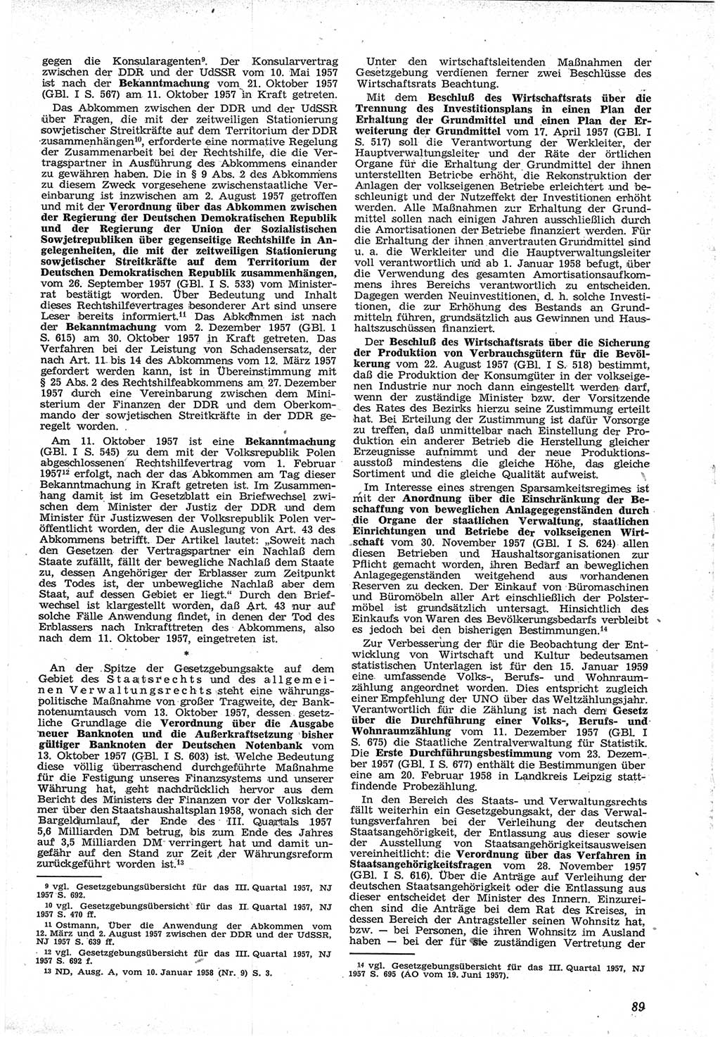 Neue Justiz (NJ), Zeitschrift für Recht und Rechtswissenschaft [Deutsche Demokratische Republik (DDR)], 12. Jahrgang 1958, Seite 89 (NJ DDR 1958, S. 89)