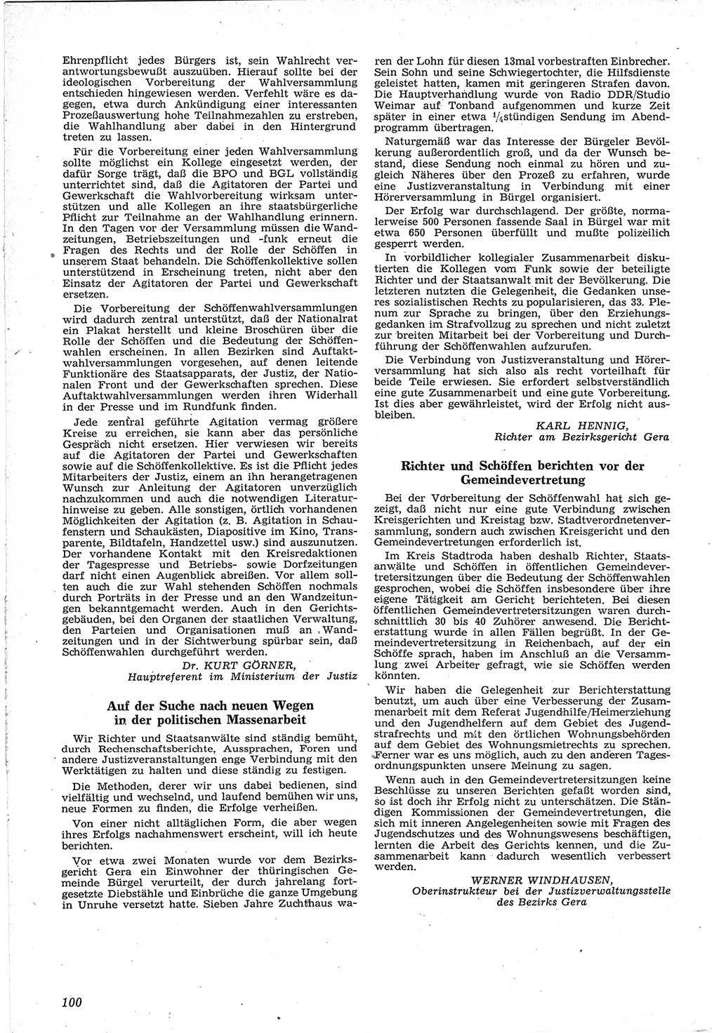 Neue Justiz (NJ), Zeitschrift für Recht und Rechtswissenschaft [Deutsche Demokratische Republik (DDR)], 12. Jahrgang 1958, Seite 100 (NJ DDR 1958, S. 100)
