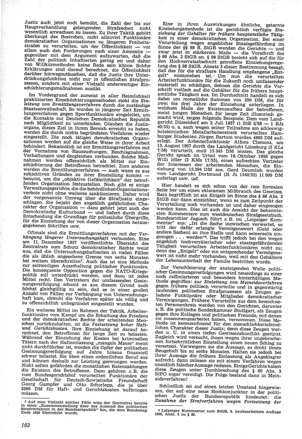 Neue Justiz (NJ), Zeitschrift für Recht und Rechtswissenschaft [Deutsche Demokratische Republik (DDR)], 12. Jahrgang 1958, Seite 102 (NJ DDR 1958, S. 102)