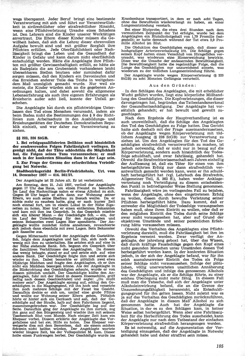 Neue Justiz (NJ), Zeitschrift für Recht und Rechtswissenschaft [Deutsche Demokratische Republik (DDR)], 12. Jahrgang 1958, Seite 105 (NJ DDR 1958, S. 105)