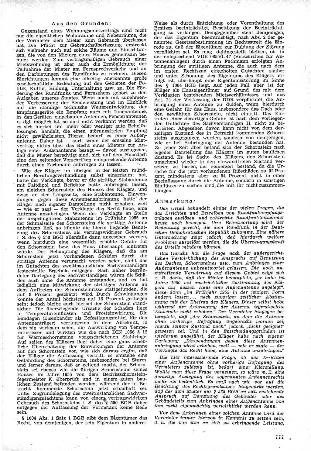 Neue Justiz (NJ), Zeitschrift für Recht und Rechtswissenschaft [Deutsche Demokratische Republik (DDR)], 12. Jahrgang 1958, Seite 111 (NJ DDR 1958, S. 111)