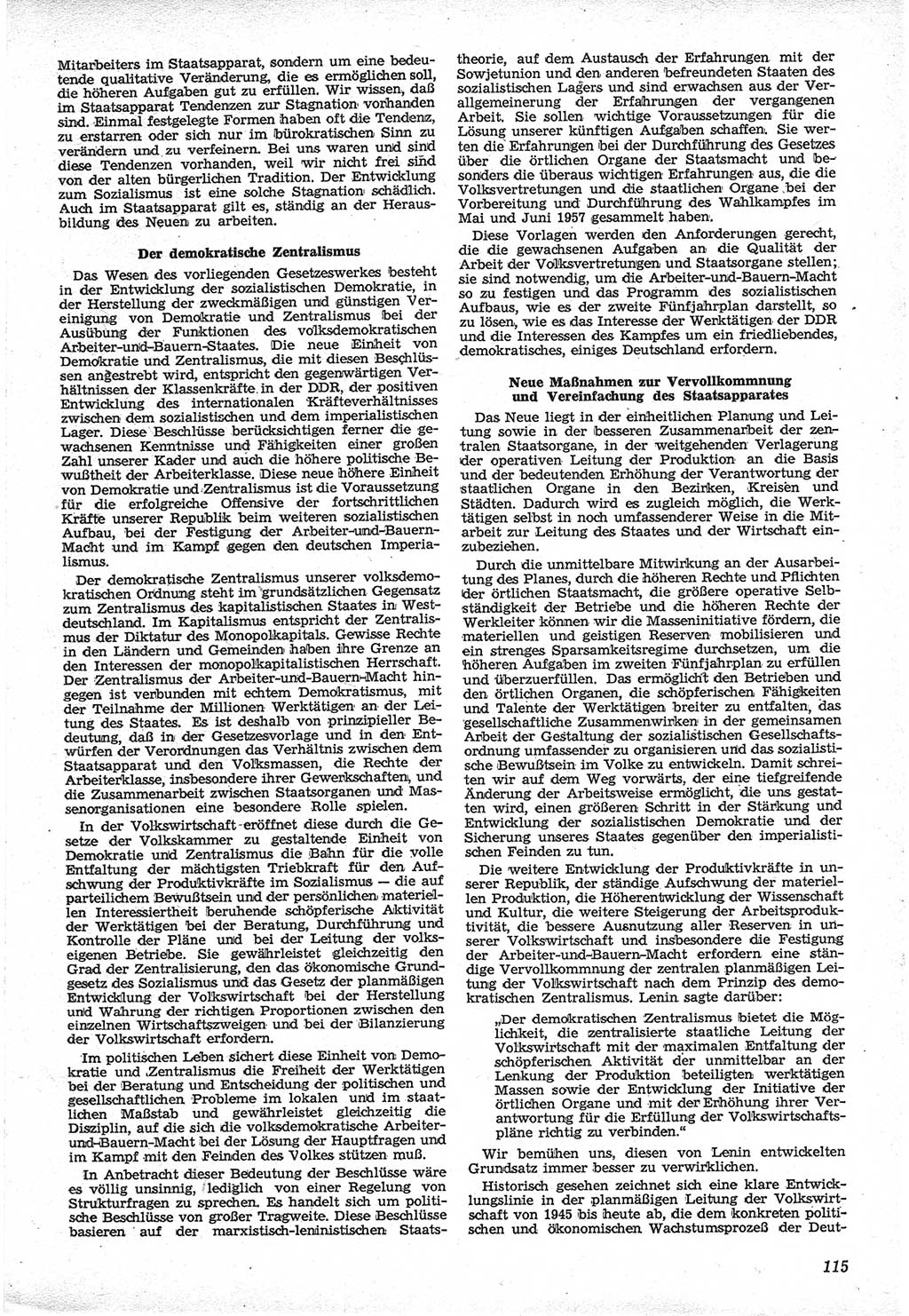 Neue Justiz (NJ), Zeitschrift für Recht und Rechtswissenschaft [Deutsche Demokratische Republik (DDR)], 12. Jahrgang 1958, Seite 115 (NJ DDR 1958, S. 115)