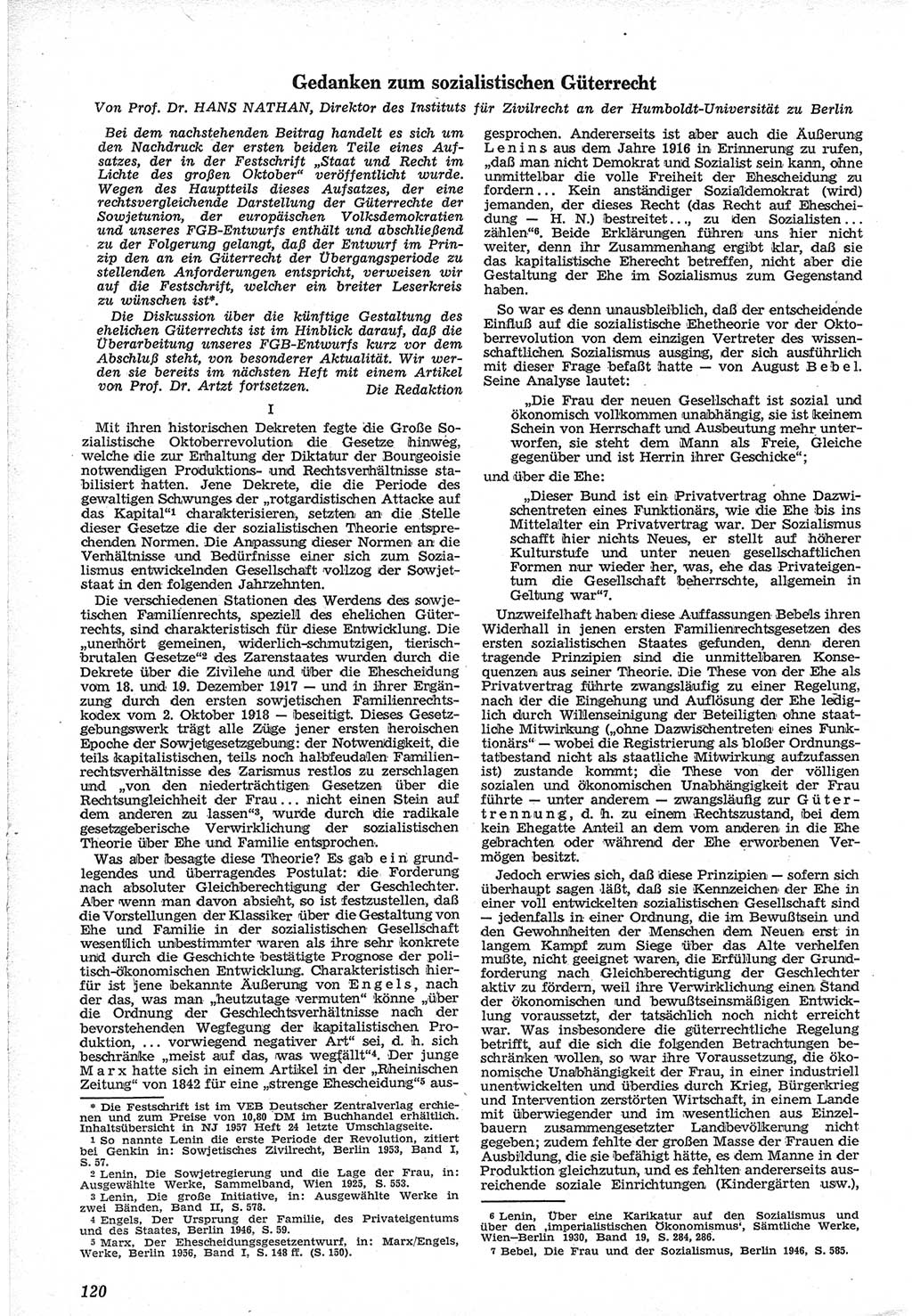 Neue Justiz (NJ), Zeitschrift für Recht und Rechtswissenschaft [Deutsche Demokratische Republik (DDR)], 12. Jahrgang 1958, Seite 120 (NJ DDR 1958, S. 120)