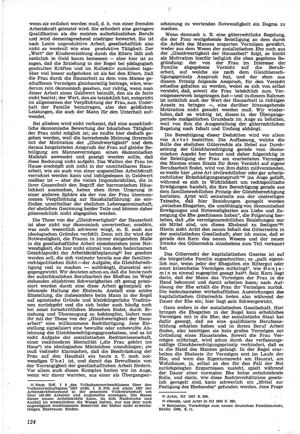 Neue Justiz (NJ), Zeitschrift für Recht und Rechtswissenschaft [Deutsche Demokratische Republik (DDR)], 12. Jahrgang 1958, Seite 124 (NJ DDR 1958, S. 124)