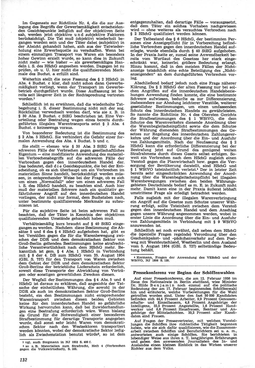 Neue Justiz (NJ), Zeitschrift für Recht und Rechtswissenschaft [Deutsche Demokratische Republik (DDR)], 12. Jahrgang 1958, Seite 132 (NJ DDR 1958, S. 132)