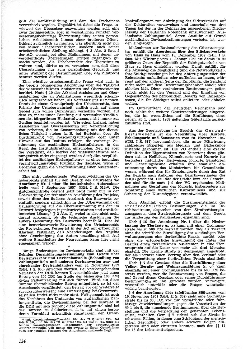 Neue Justiz (NJ), Zeitschrift für Recht und Rechtswissenschaft [Deutsche Demokratische Republik (DDR)], 12. Jahrgang 1958, Seite 134 (NJ DDR 1958, S. 134)