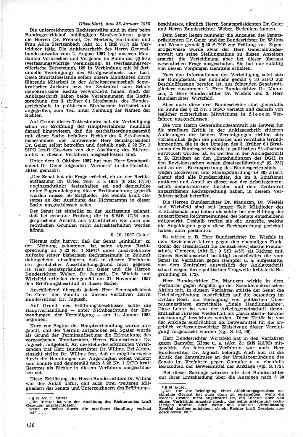 Neue Justiz (NJ), Zeitschrift für Recht und Rechtswissenschaft [Deutsche Demokratische Republik (DDR)], 12. Jahrgang 1958, Seite 136 (NJ DDR 1958, S. 136)