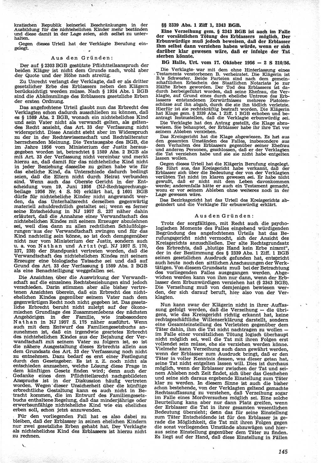 Neue Justiz (NJ), Zeitschrift für Recht und Rechtswissenschaft [Deutsche Demokratische Republik (DDR)], 12. Jahrgang 1958, Seite 145 (NJ DDR 1958, S. 145)