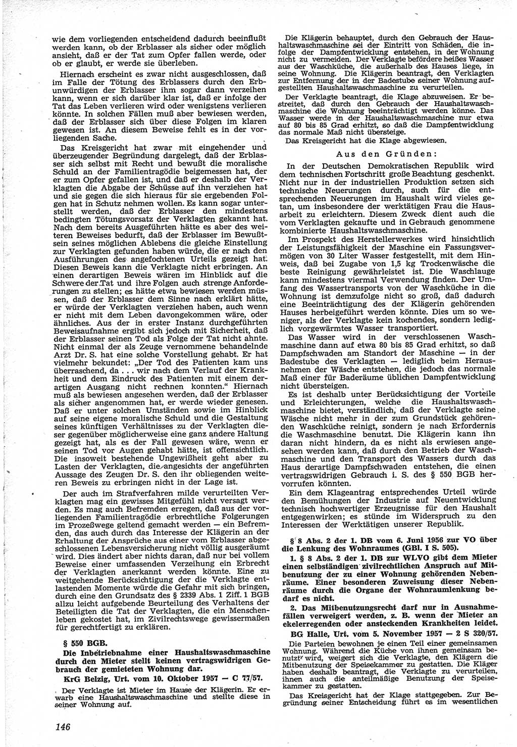 Neue Justiz (NJ), Zeitschrift für Recht und Rechtswissenschaft [Deutsche Demokratische Republik (DDR)], 12. Jahrgang 1958, Seite 146 (NJ DDR 1958, S. 146)