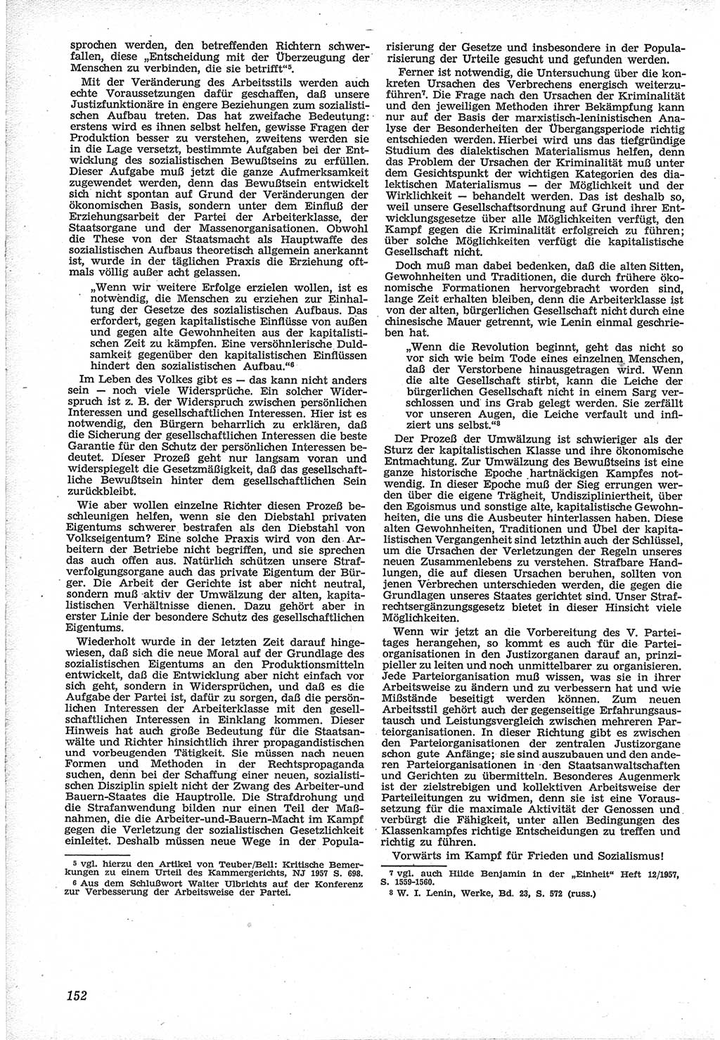 Neue Justiz (NJ), Zeitschrift für Recht und Rechtswissenschaft [Deutsche Demokratische Republik (DDR)], 12. Jahrgang 1958, Seite 152 (NJ DDR 1958, S. 152)