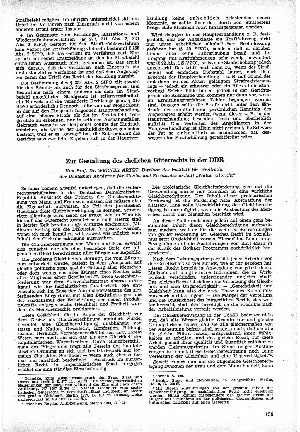 Neue Justiz (NJ), Zeitschrift für Recht und Rechtswissenschaft [Deutsche Demokratische Republik (DDR)], 12. Jahrgang 1958, Seite 159 (NJ DDR 1958, S. 159)