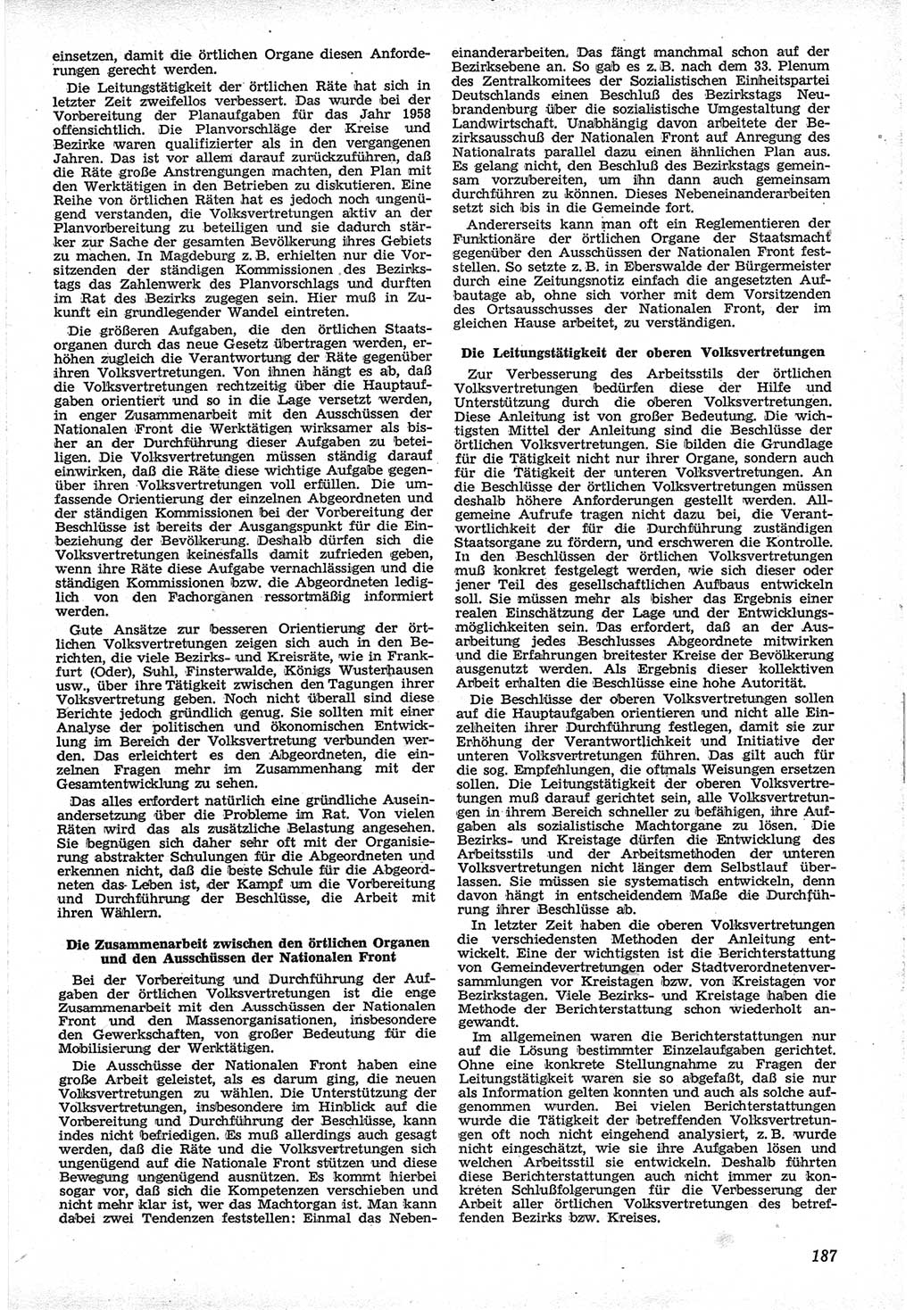 Neue Justiz (NJ), Zeitschrift für Recht und Rechtswissenschaft [Deutsche Demokratische Republik (DDR)], 12. Jahrgang 1958, Seite 187 (NJ DDR 1958, S. 187)