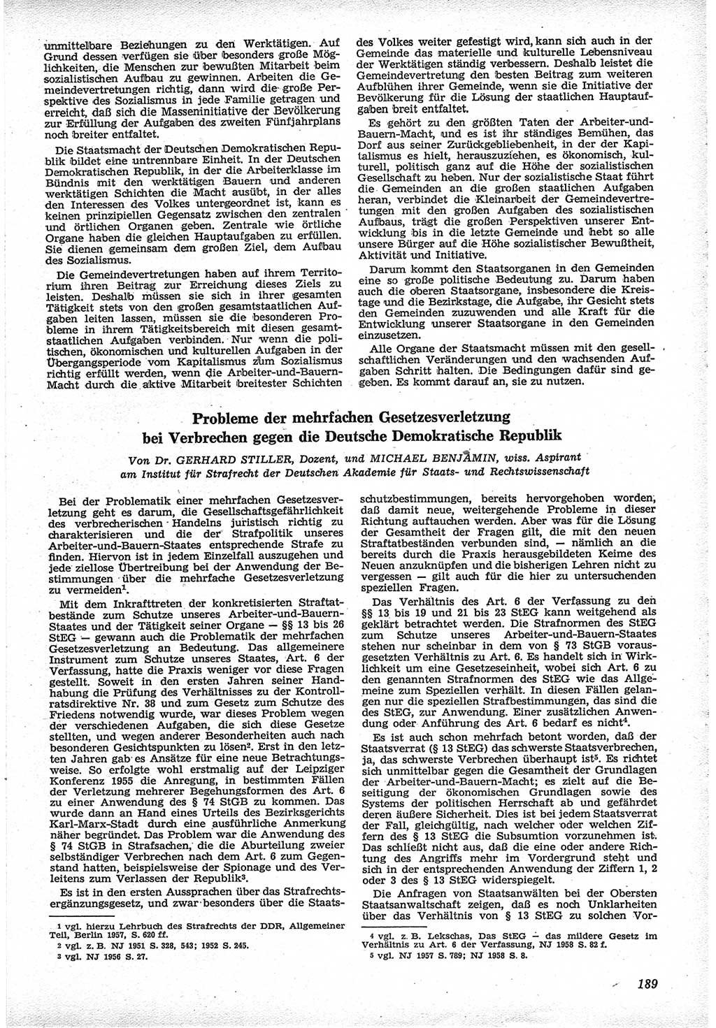 Neue Justiz (NJ), Zeitschrift für Recht und Rechtswissenschaft [Deutsche Demokratische Republik (DDR)], 12. Jahrgang 1958, Seite 189 (NJ DDR 1958, S. 189)