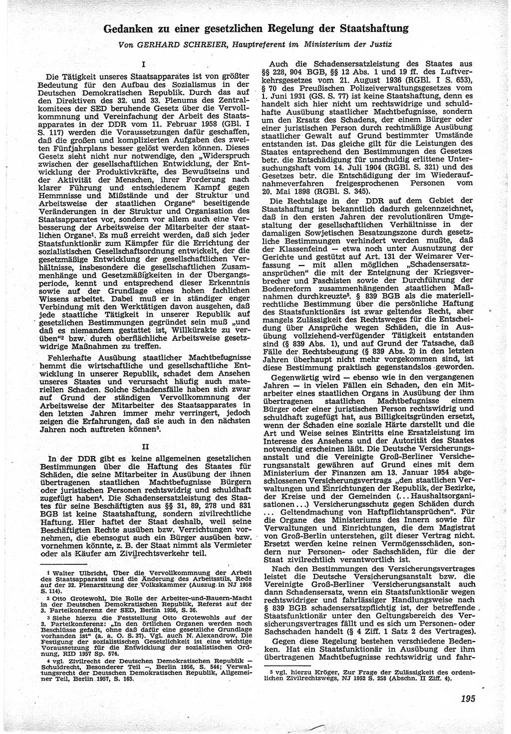 Neue Justiz (NJ), Zeitschrift für Recht und Rechtswissenschaft [Deutsche Demokratische Republik (DDR)], 12. Jahrgang 1958, Seite 195 (NJ DDR 1958, S. 195)