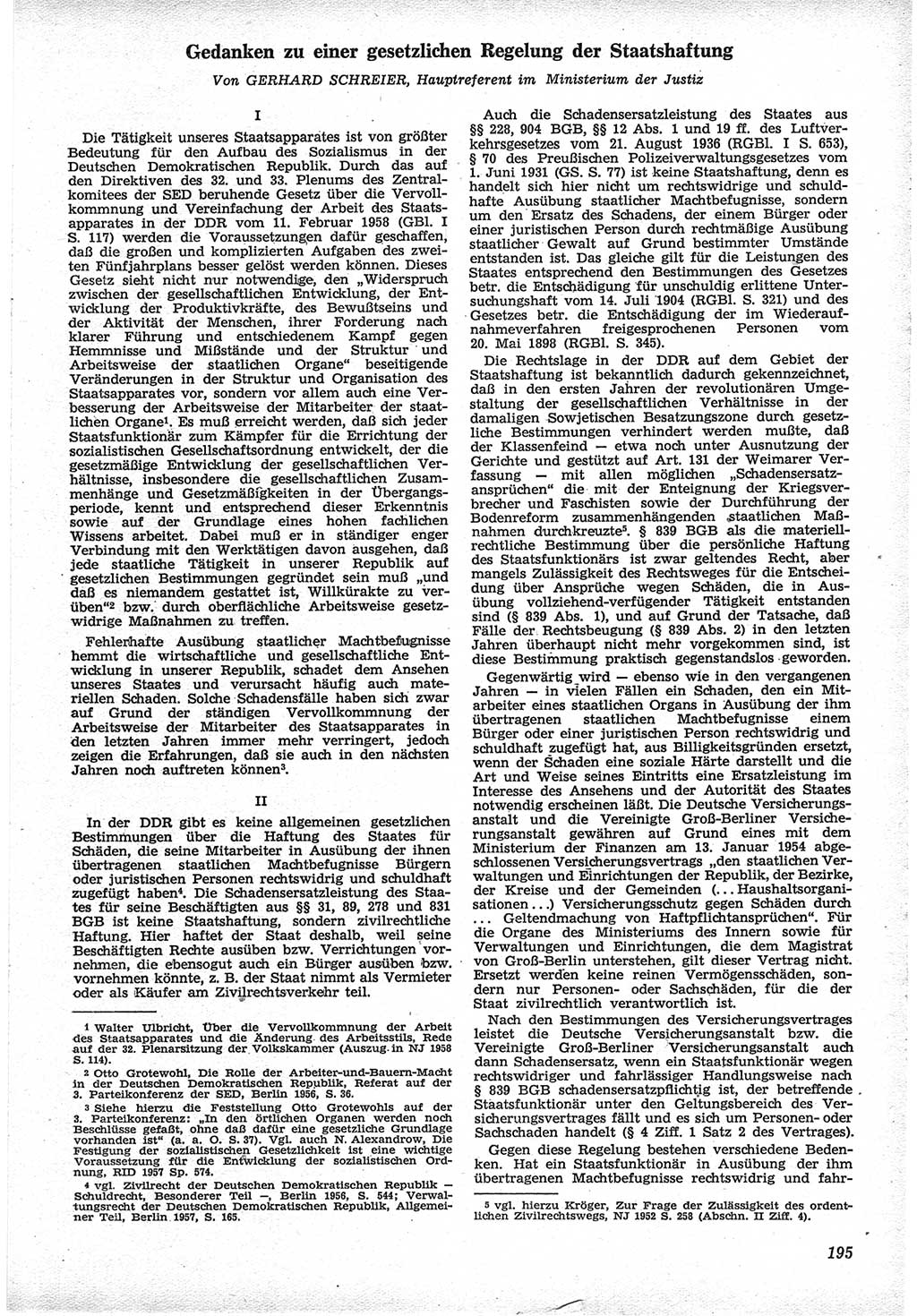 Neue Justiz (NJ), Zeitschrift für Recht und Rechtswissenschaft [Deutsche Demokratische Republik (DDR)], 12. Jahrgang 1958, Seite 195 (NJ DDR 1958, S. 195)