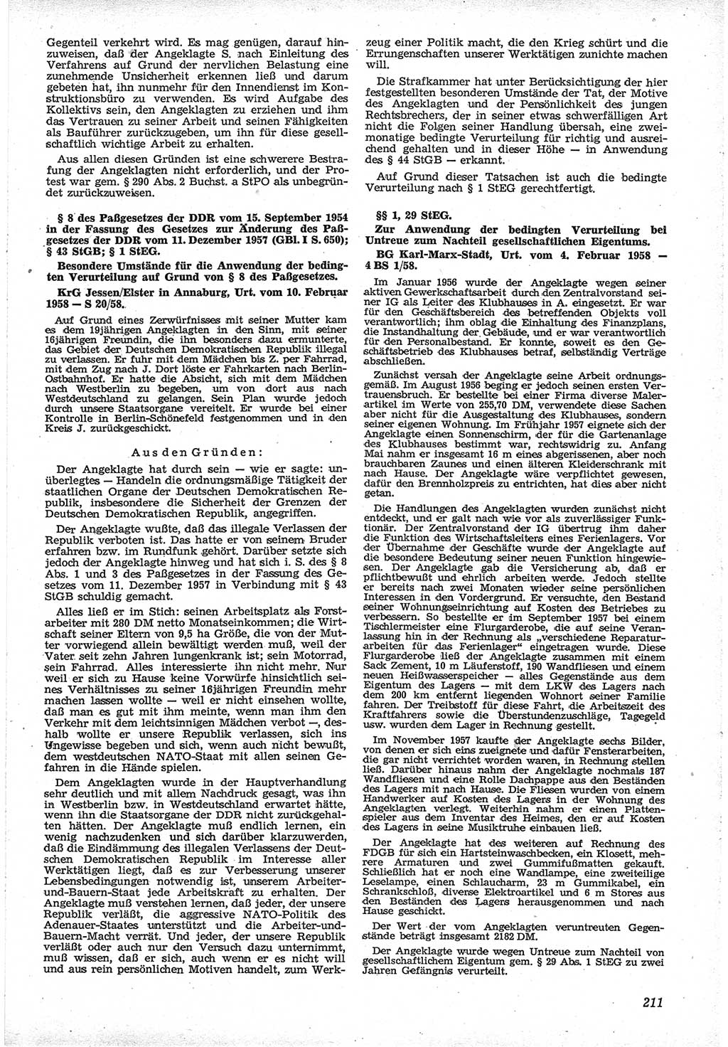 Neue Justiz (NJ), Zeitschrift für Recht und Rechtswissenschaft [Deutsche Demokratische Republik (DDR)], 12. Jahrgang 1958, Seite 211 (NJ DDR 1958, S. 211)