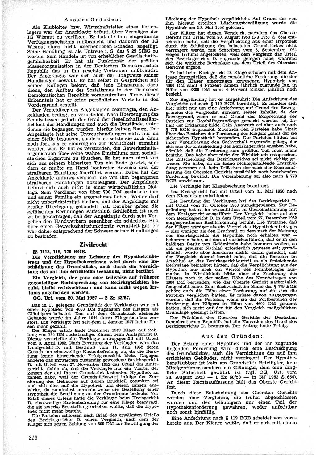 Neue Justiz (NJ), Zeitschrift für Recht und Rechtswissenschaft [Deutsche Demokratische Republik (DDR)], 12. Jahrgang 1958, Seite 212 (NJ DDR 1958, S. 212)